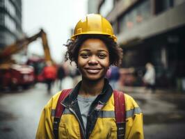 photo shot of a natural woman working as a construction worker AI Generative