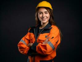 photo shot of a natural woman working as a construction worker AI Generative