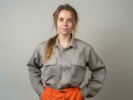 foto Disparo de un natural mujer trabajando como un construcción trabajador ai generativo