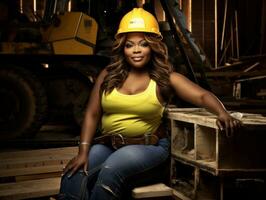 foto Disparo de un natural mujer trabajando como un construcción trabajador ai generativo