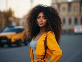 photo shot of a natural woman working as a construction worker AI Generative