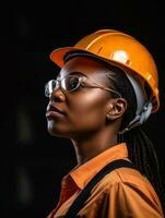 photo shot of a natural woman working as a construction worker AI Generative