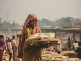 foto Disparo de un natural mujer trabajando como un construcción trabajador ai generativo