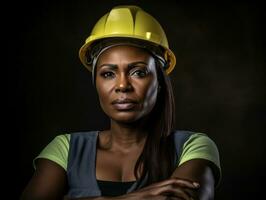 photo shot of a natural woman working as a construction worker AI Generative