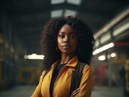 photo shot of a natural woman working as a construction worker AI Generative