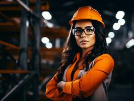 foto Disparo de un natural mujer trabajando como un construcción trabajador ai generativo