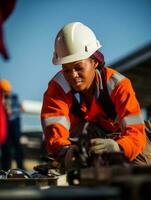 photo shot of a natural woman working as a construction worker AI Generative