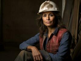 foto Disparo de un natural mujer trabajando como un construcción trabajador ai generativo