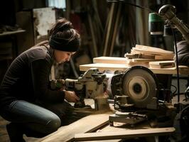 photo shot of a natural woman working as a construction worker AI Generative