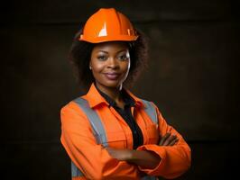 photo shot of a natural woman working as a construction worker AI Generative