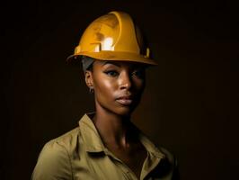 photo shot of a natural woman working as a construction worker AI Generative