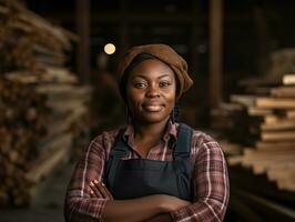 photo shot of a natural woman working as a construction worker AI Generative