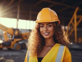 foto Disparo de un natural mujer trabajando como un construcción trabajador ai generativo