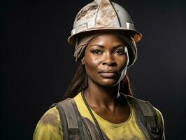 photo shot of a natural woman working as a construction worker AI Generative