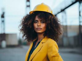 foto Disparo de un natural mujer trabajando como un construcción trabajador ai generativo