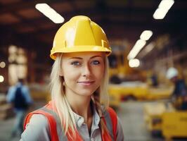 photo shot of a natural woman working as a construction worker AI Generative