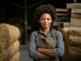 photo shot of a natural woman working as a construction worker AI Generative