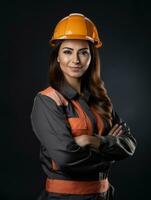 photo shot of a natural woman working as a construction worker AI Generative