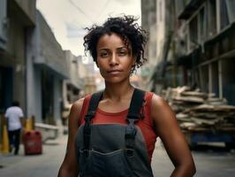 photo shot of a natural woman working as a construction worker AI Generative