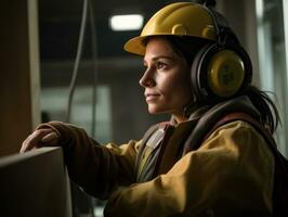 foto Disparo de un natural mujer trabajando como un construcción trabajador ai generativo