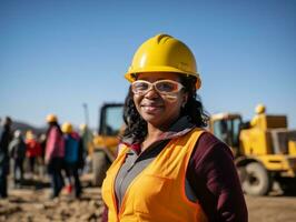 foto Disparo de un natural mujer trabajando como un construcción trabajador ai generativo