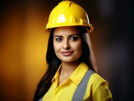 photo shot of a natural woman working as a construction worker AI Generative