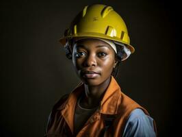 photo shot of a natural woman working as a construction worker AI Generative