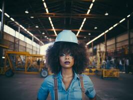 photo shot of a natural woman working as a construction worker AI Generative