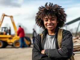 photo shot of a natural woman working as a construction worker AI Generative