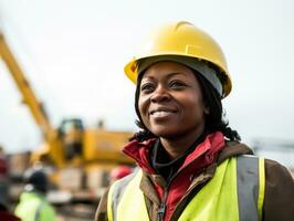 photo shot of a natural woman working as a construction worker AI Generative