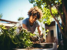 foto Disparo de un natural mujer trabajando como un construcción trabajador ai generativo