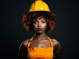 photo shot of a natural woman working as a construction worker AI Generative