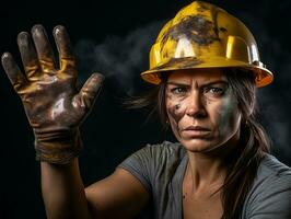 photo shot of a natural woman working as a construction worker AI Generative