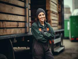 photo shot of a natural woman working as a construction worker AI Generative