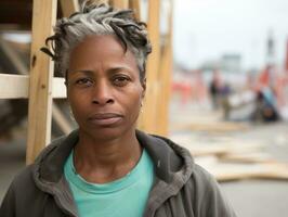 photo shot of a natural woman working as a construction worker AI Generative