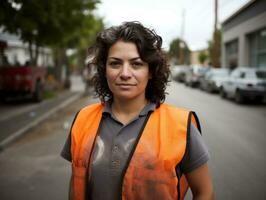 photo shot of a natural woman working as a construction worker AI Generative