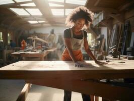 photo shot of a natural woman working as a construction worker AI Generative