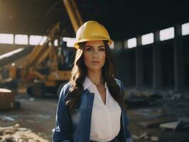 foto Disparo de un natural mujer trabajando como un construcción trabajador ai generativo