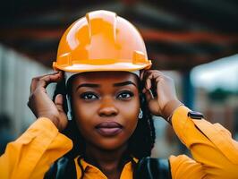 foto Disparo de un natural mujer trabajando como un construcción trabajador ai generativo