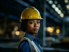 photo shot of a natural woman working as a construction worker AI Generative