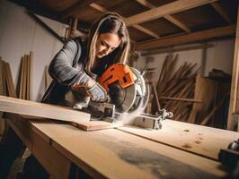 photo shot of a natural woman working as a construction worker AI Generative