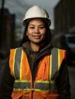 photo shot of a natural woman working as a construction worker AI Generative