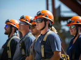 photo shot of a natural woman working as a construction worker AI Generative