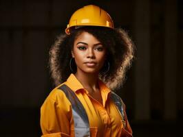 photo shot of a natural woman working as a construction worker AI Generative