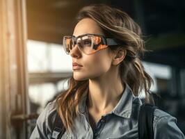 photo shot of a natural woman working as a construction worker AI Generative