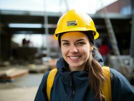 photo shot of a natural woman working as a construction worker AI Generative