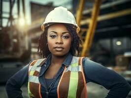 foto Disparo de un natural mujer trabajando como un construcción trabajador ai generativo