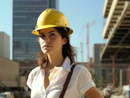 photo shot of a natural woman working as a construction worker AI Generative