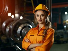 foto Disparo de un natural mujer trabajando como un construcción trabajador ai generativo