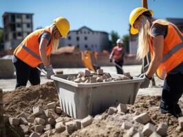 photo shot of a natural woman working as a construction worker AI Generative